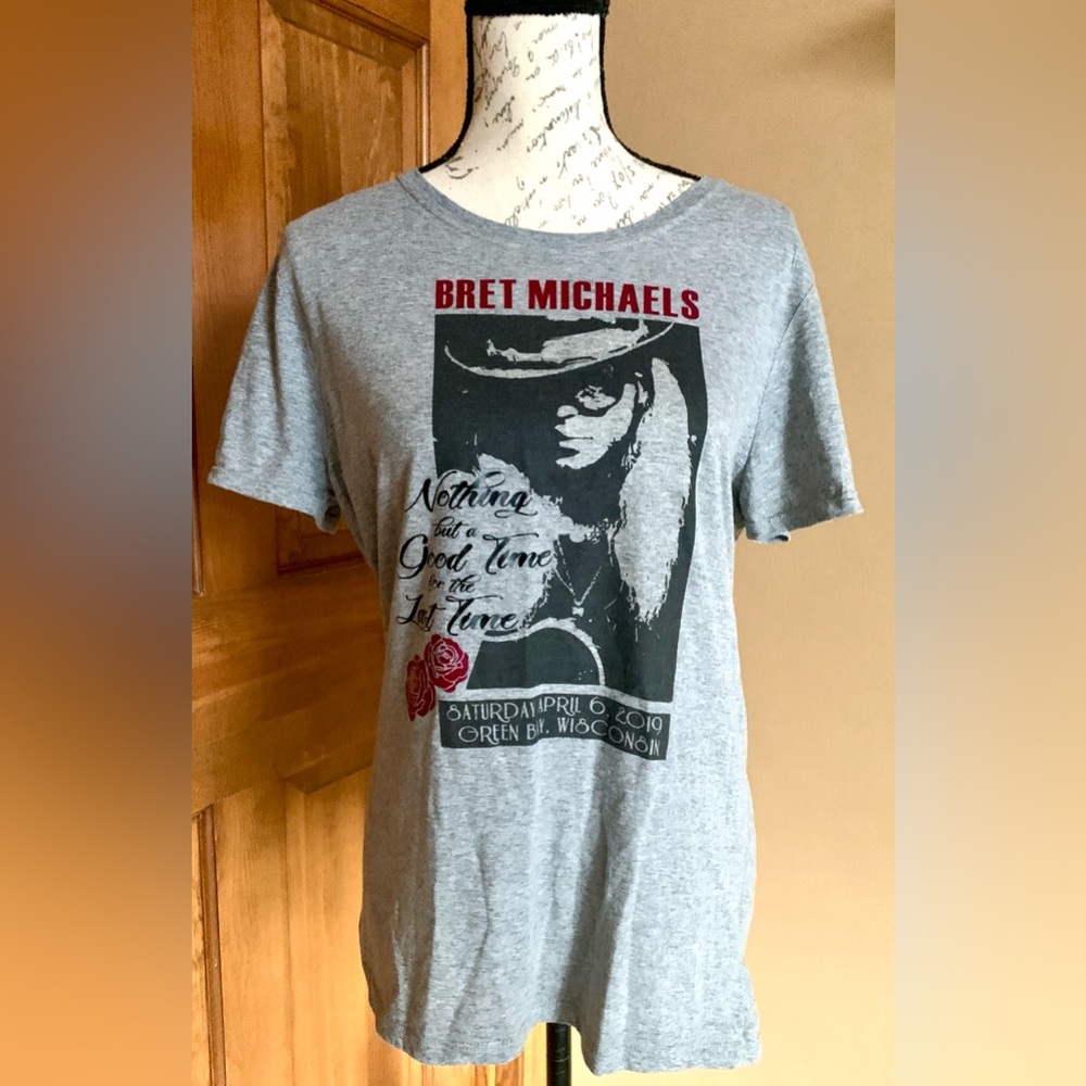 Vintage Bret Michaels Gray Graphic T-Shirt Ladies  L & XL One of a Kind